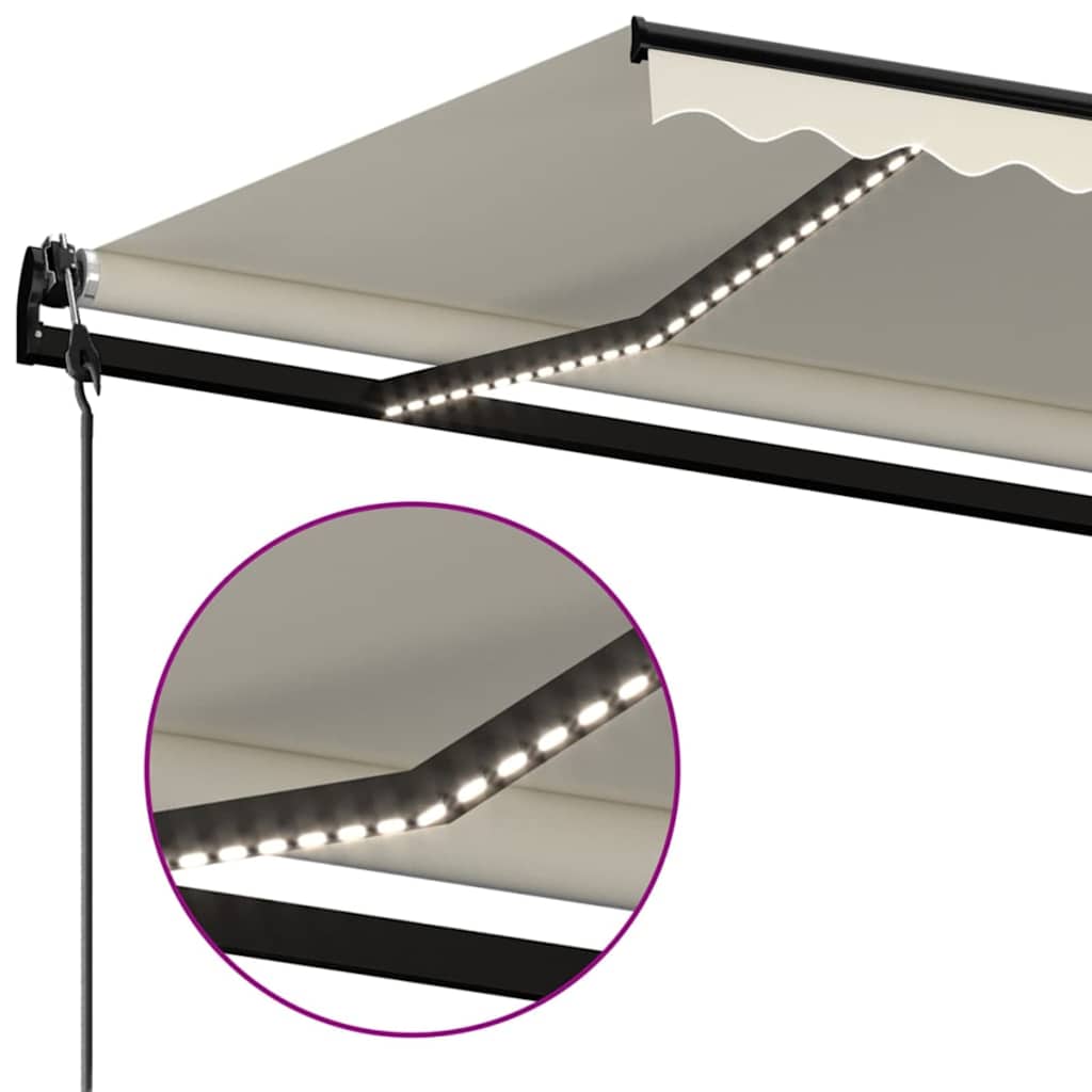 Luifel automatisch met LED en windsensor 400x300 cm crèmekleur – afbeelding 5