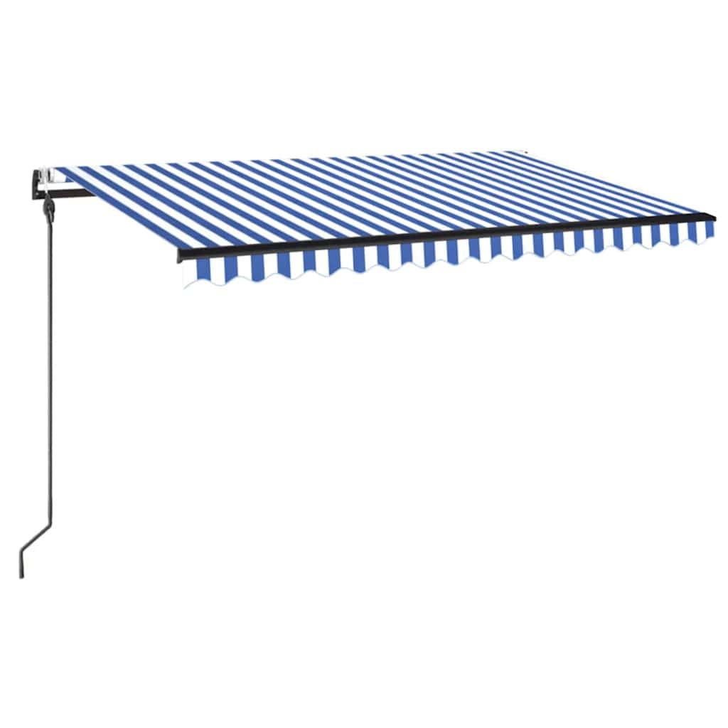 Luifel automatisch uittrekbaar 450x300 cm blauw en wit – afbeelding 2