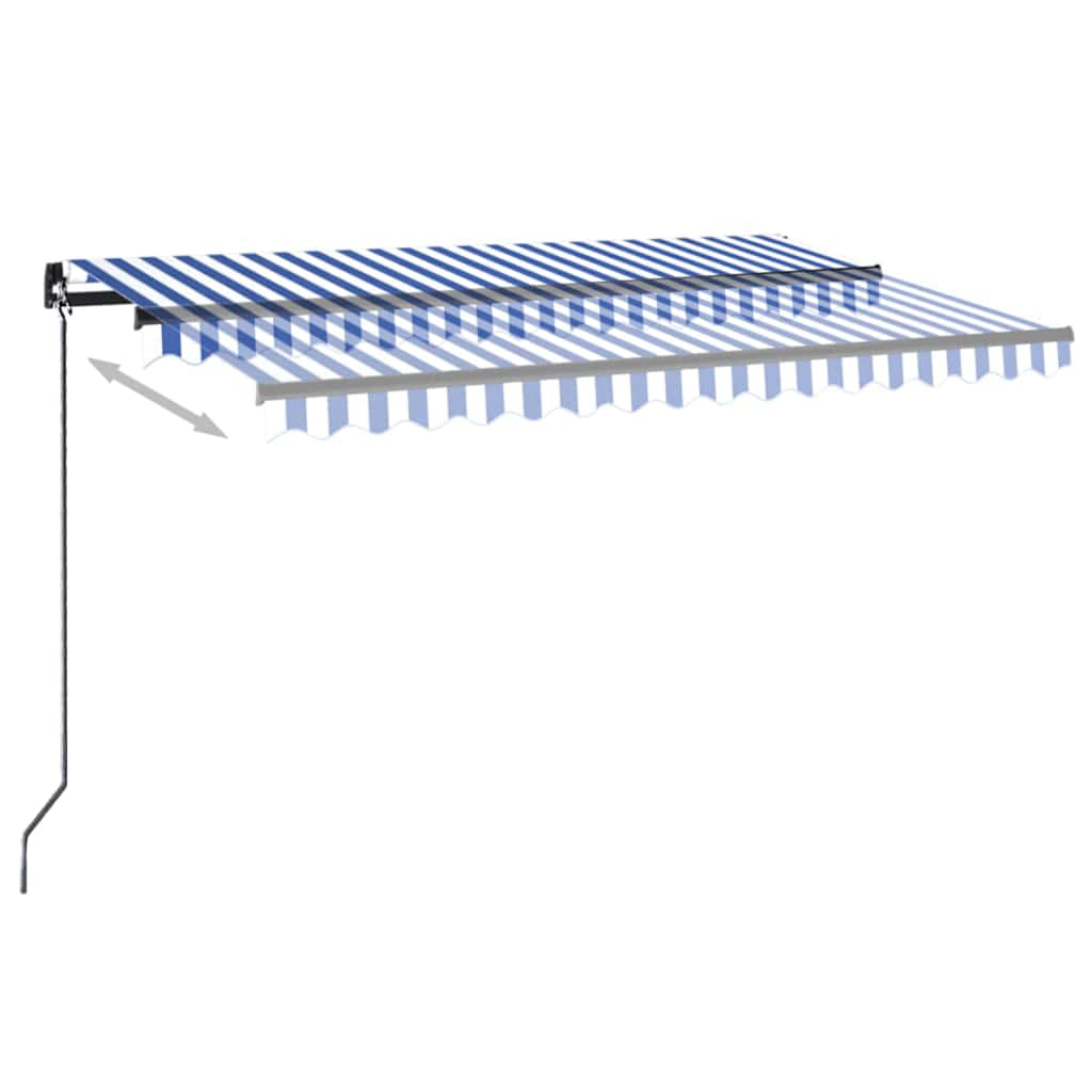 Luifel automatisch uittrekbaar 450x300 cm blauw en wit – afbeelding 3