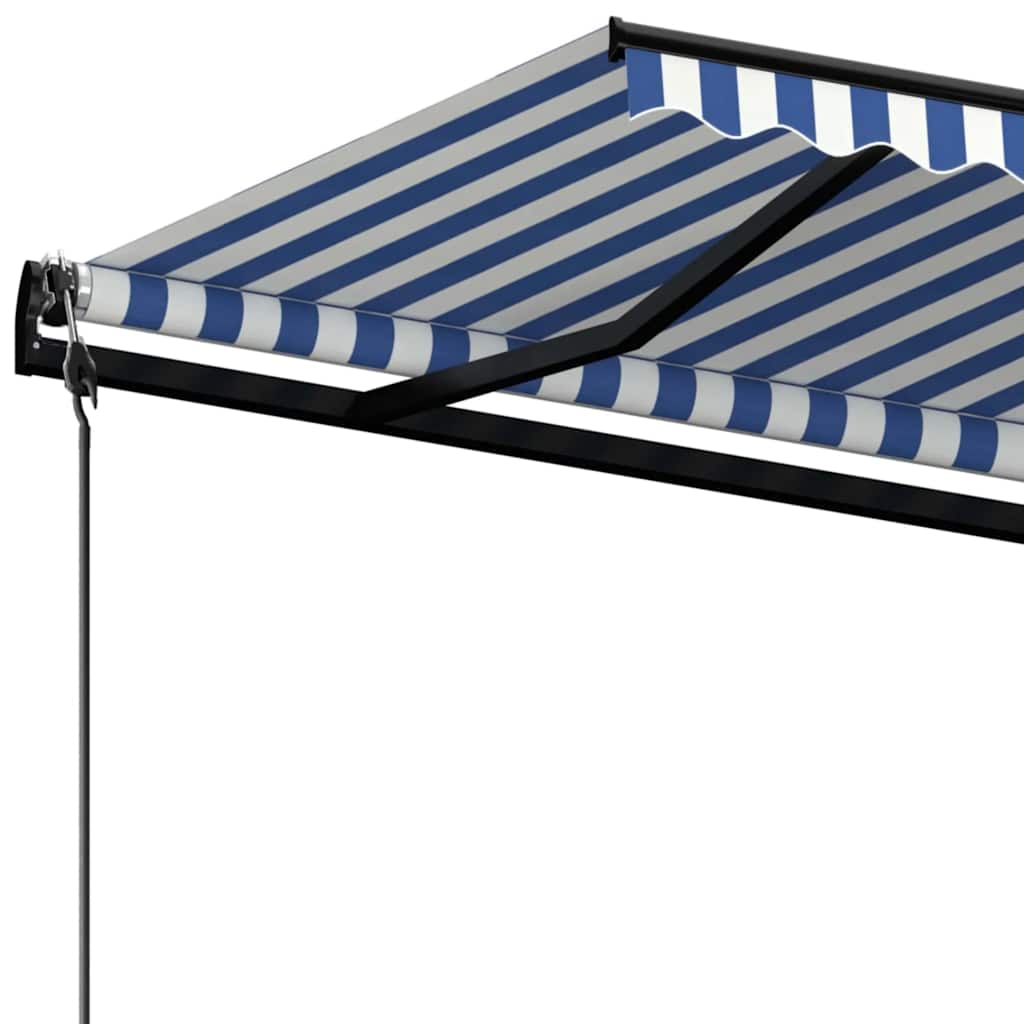 Luifel automatisch uittrekbaar 450x300 cm blauw en wit – afbeelding 5