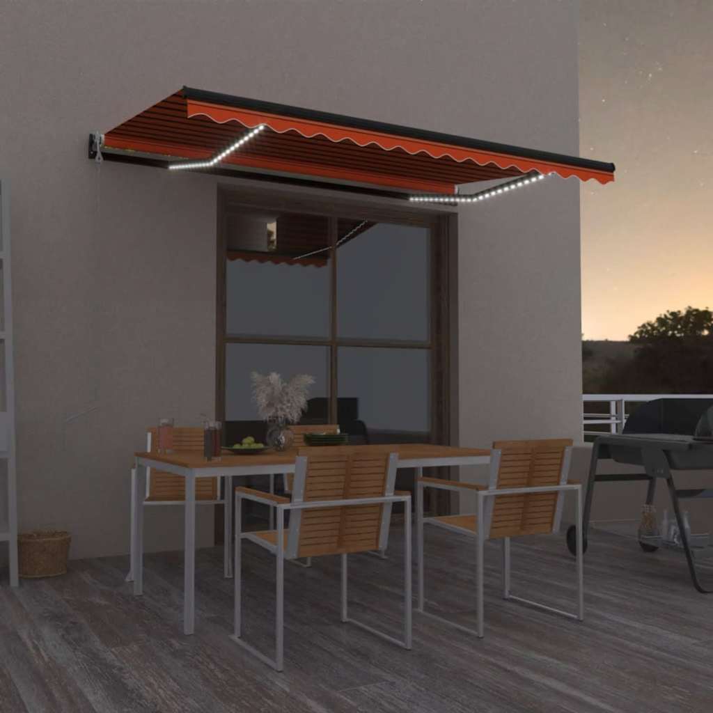 Luifel automatisch met LED windsensor 450x300 cm oranje bruin – afbeelding 1