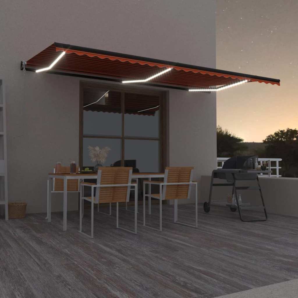 Luifel automatisch met LED windsensor 600x300 cm oranje bruin – afbeelding 1