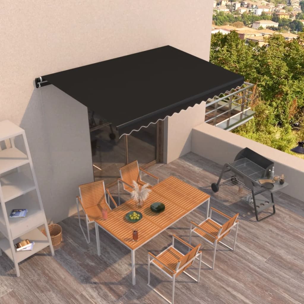 Luifel handmatig uittrekbaar 400x350 cm antracietkleurig
