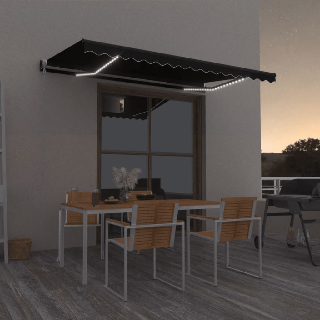 Luifel automatisch met LED en windsensor 400x350 cm antraciet