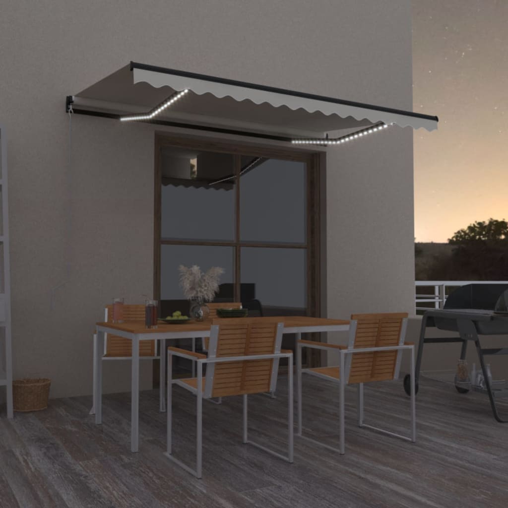 Luifel handmatig uittrekbaar met LED 450x350 cm crèmekleurig