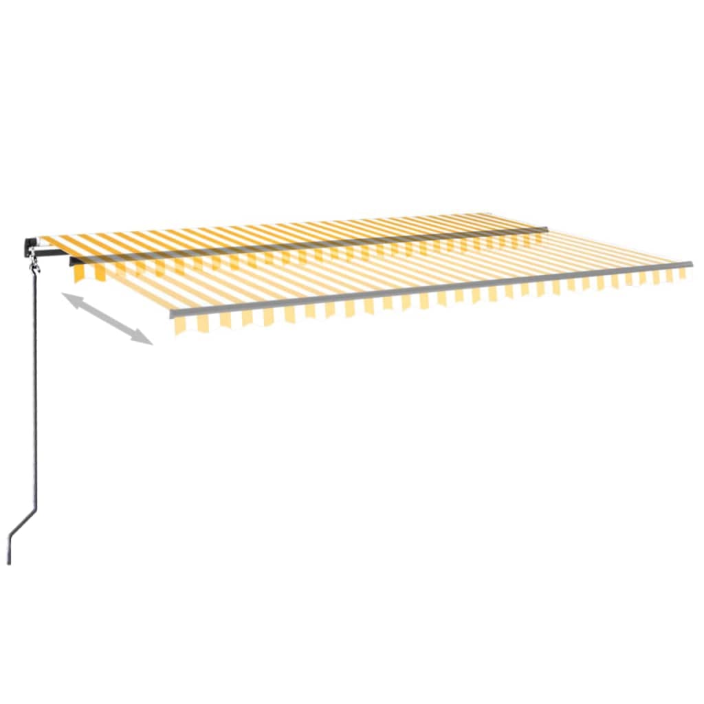 Luifel handmatig uittrekbaar 500x350 cm geel en wit – afbeelding 3