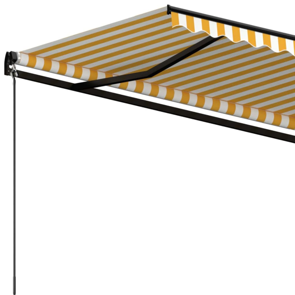 Luifel handmatig uittrekbaar 500x350 cm geel en wit – afbeelding 5