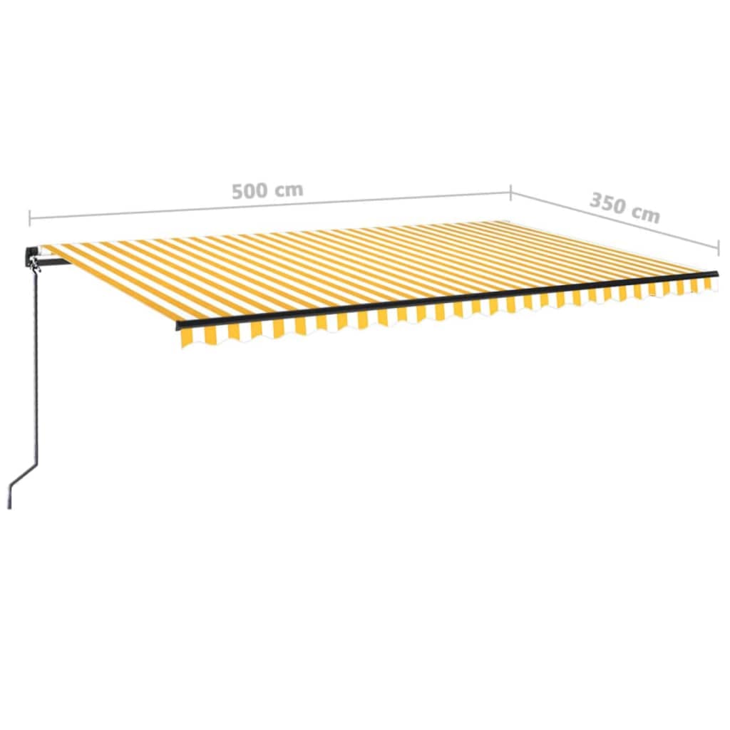Luifel handmatig uittrekbaar 500x350 cm geel en wit – afbeelding 7