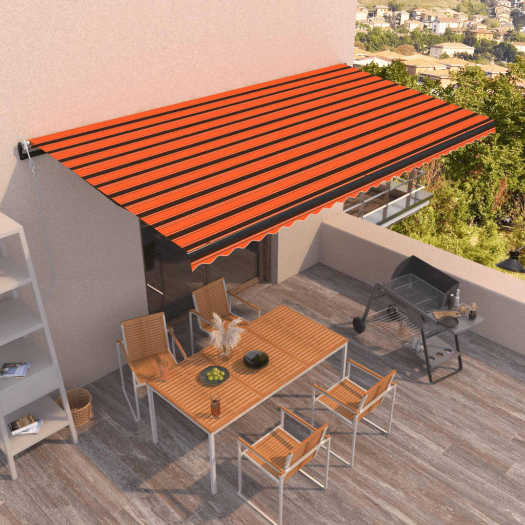 Luifel automatisch uittrekbaar 600x350 cm oranje en bruin