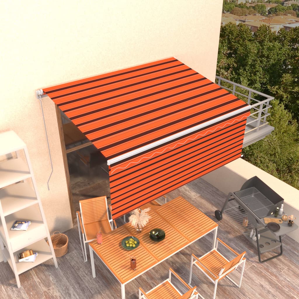Luifel handmatig uittrekbaar rolgordijn 3x2,5 m oranje en bruin