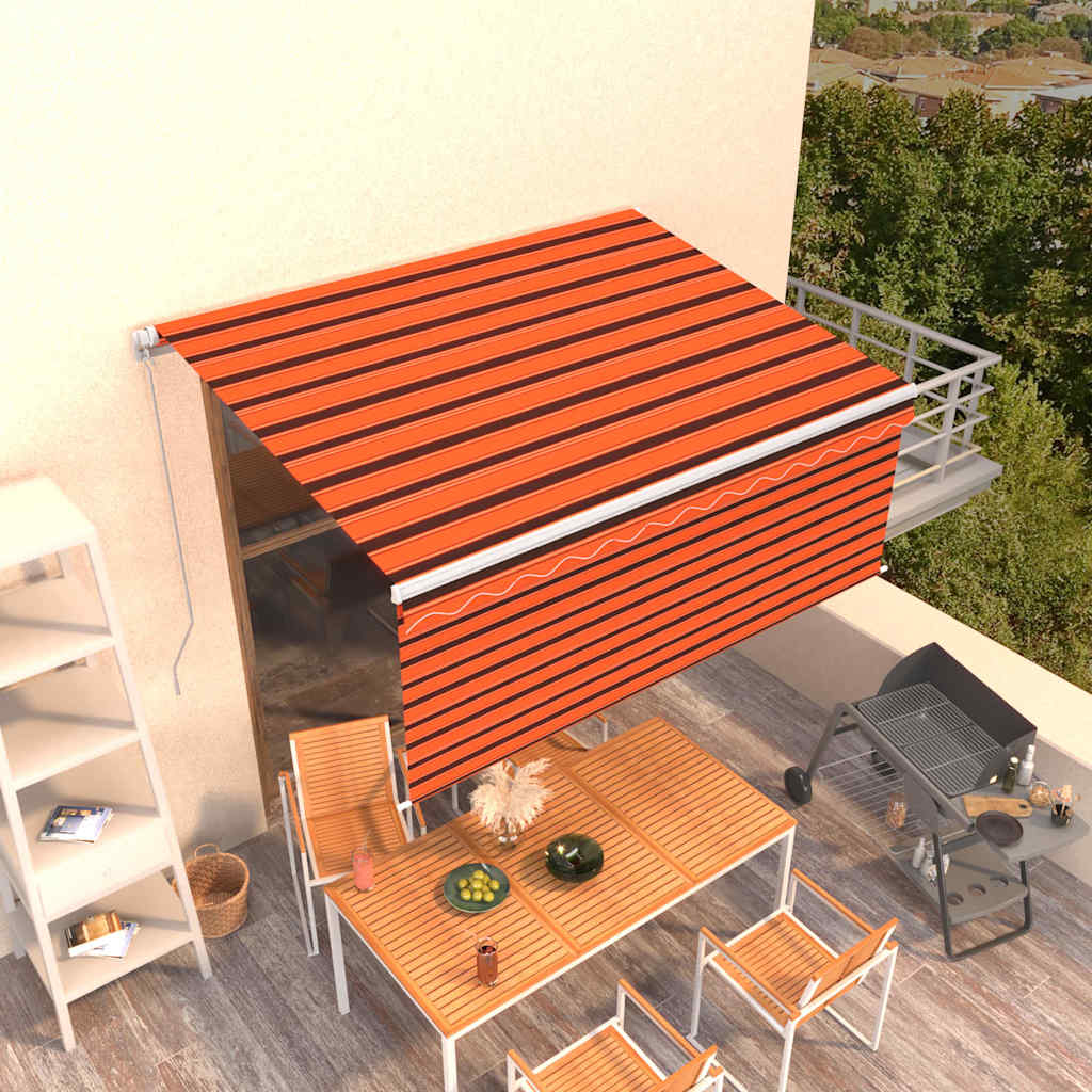Luifel handmatig uittrekbaar rolgordijn 3,5x2,5 m oranje bruin