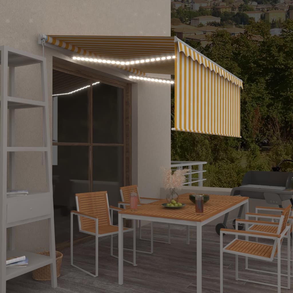 Luifel handmatig uittrekbaar rolgordijn LED 3,5x2,5 m geel wit