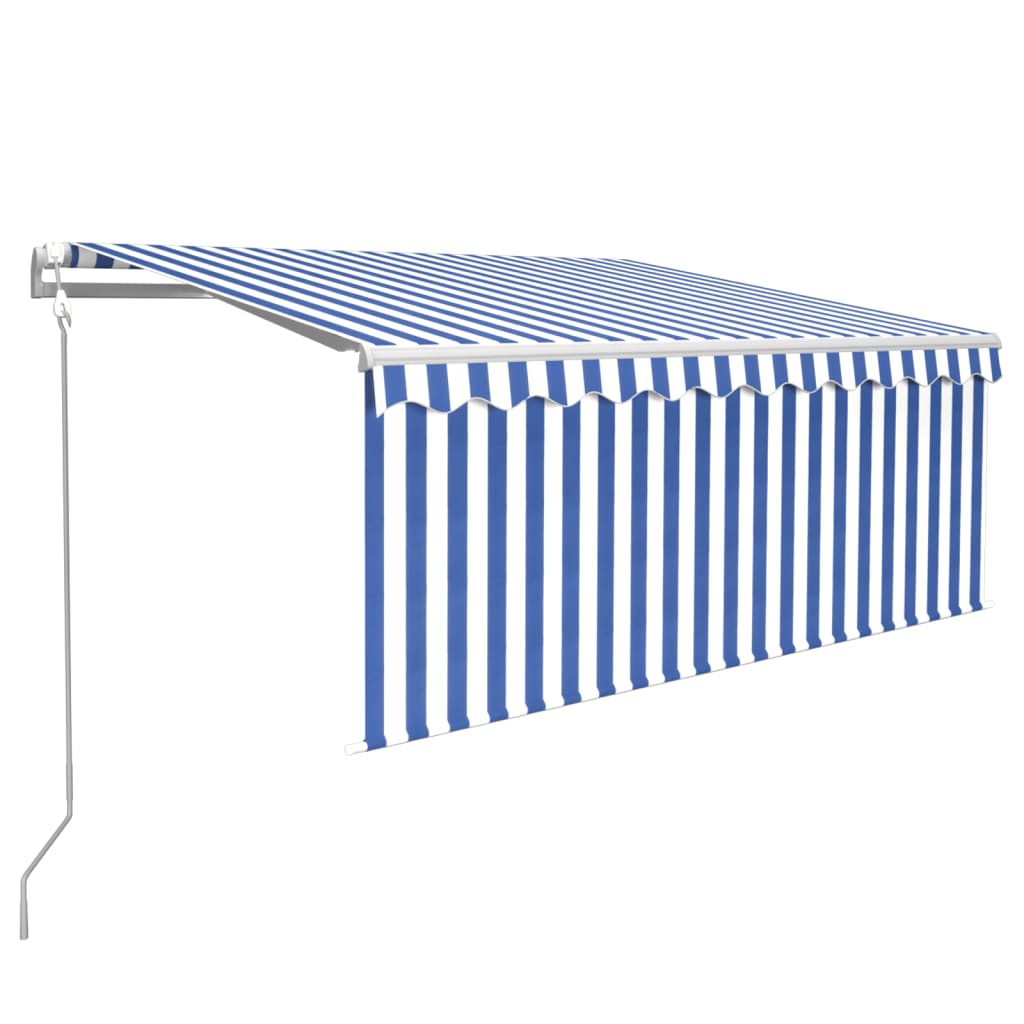 Luifel automatisch uittrekbaar rolgordijn 3,5x2,5 m blauw wit – afbeelding 2