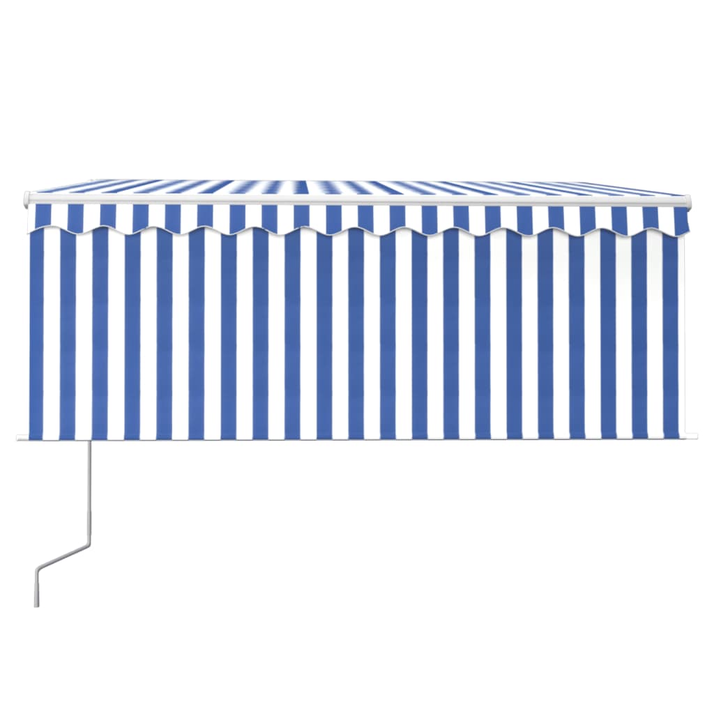 Luifel automatisch uittrekbaar rolgordijn 3,5x2,5 m blauw wit – afbeelding 3