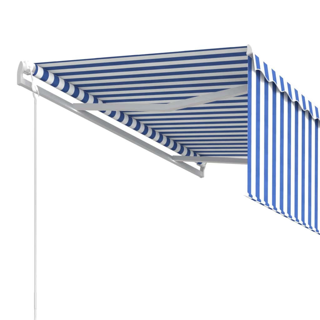 Luifel automatisch uittrekbaar rolgordijn 3,5x2,5 m blauw wit – afbeelding 4