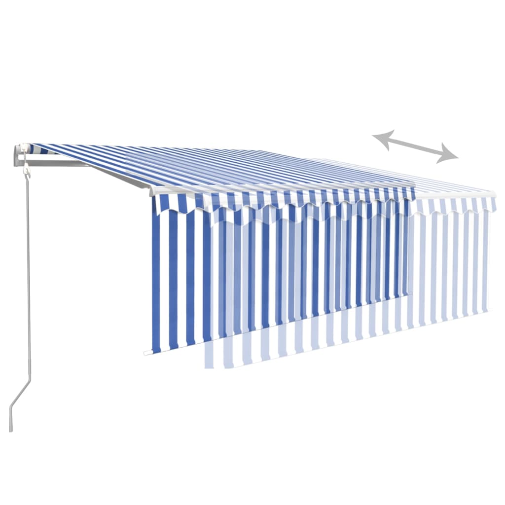 Luifel automatisch uittrekbaar rolgordijn 3,5x2,5 m blauw wit – afbeelding 8