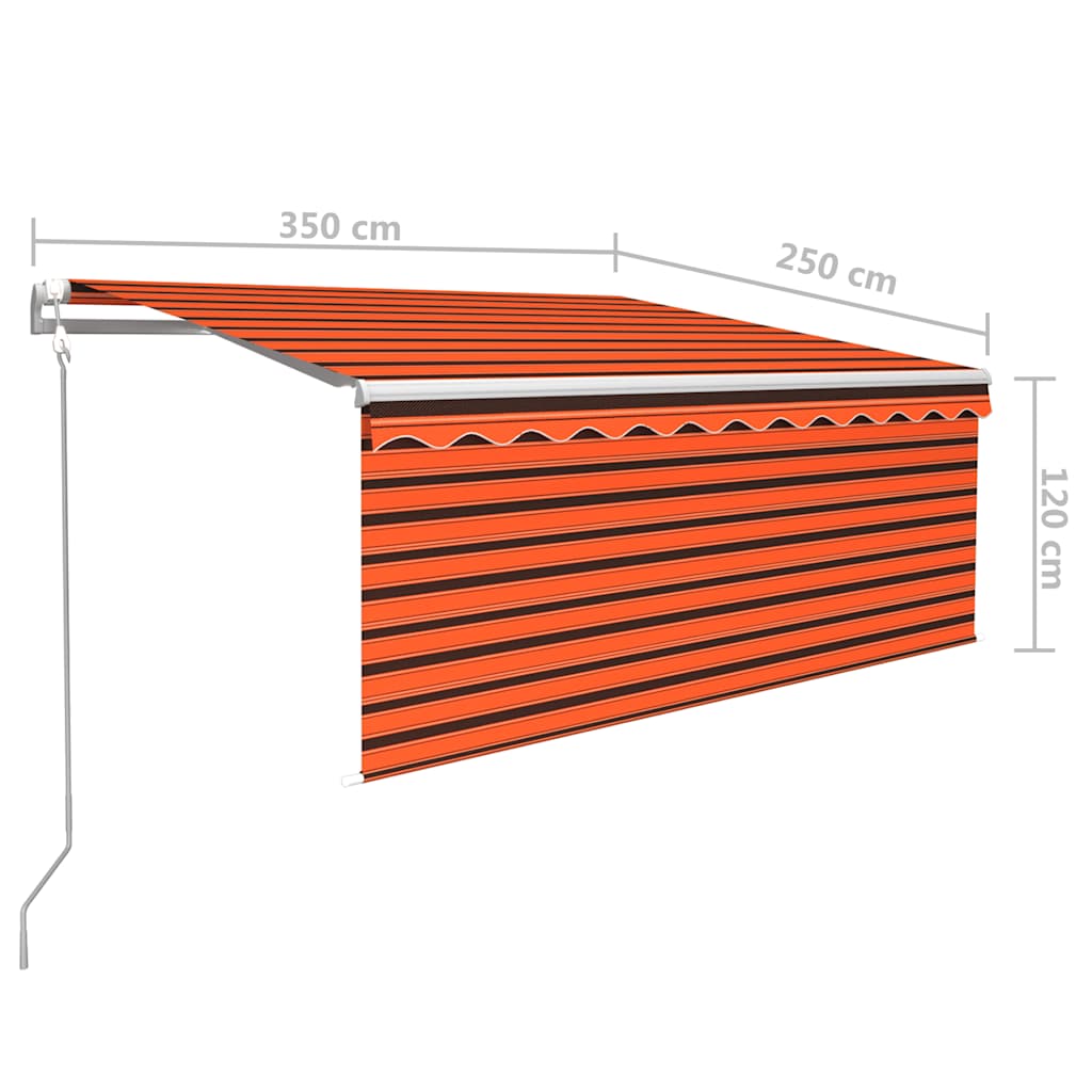Luifel automatisch uittrekbaar rolgordijn 3,5x2,5m oranje bruin – afbeelding 9