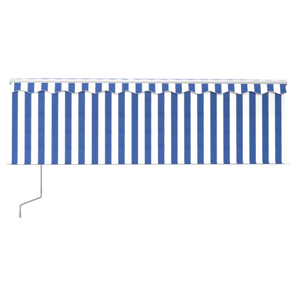 Luifel automatisch rolgordijn LED windsensor 4x3 m blauw en wit – afbeelding 3