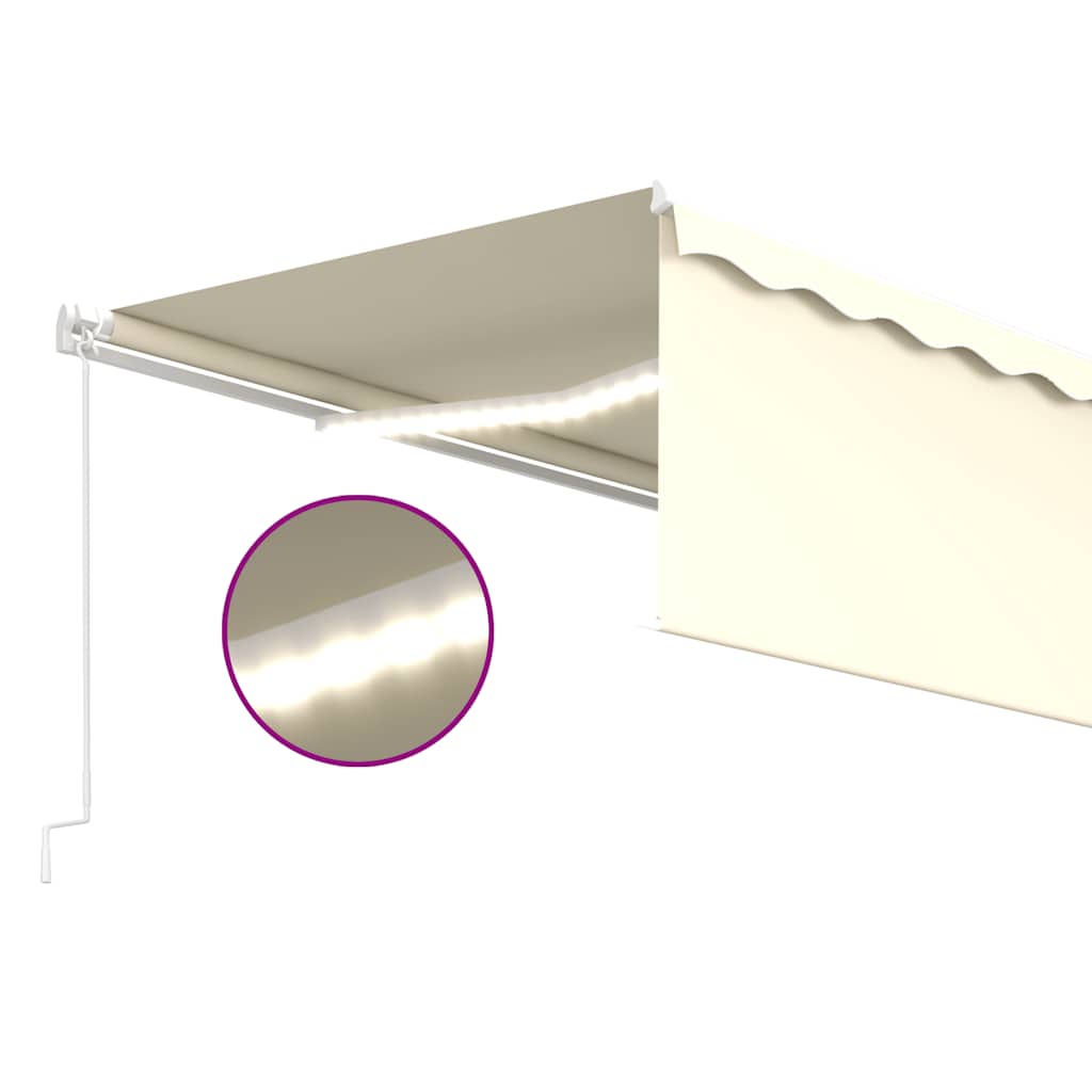 Luifel handmatig uittrekbaar met rolgordijn en LED 5x3 m crème – afbeelding 4