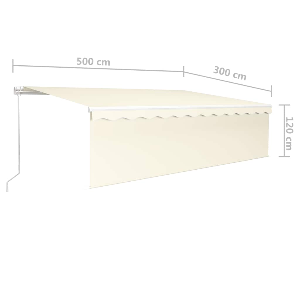 Luifel handmatig uittrekbaar met rolgordijn en LED 5x3 m crème – afbeelding 7
