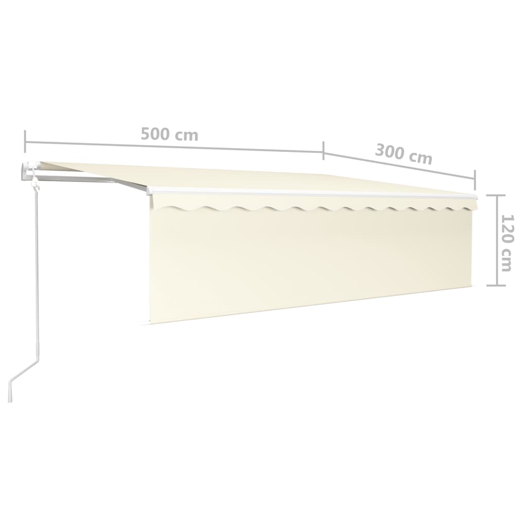 Luifel automatisch met rolgordijn LED windsensor 5x3 m crème – afbeelding 10
