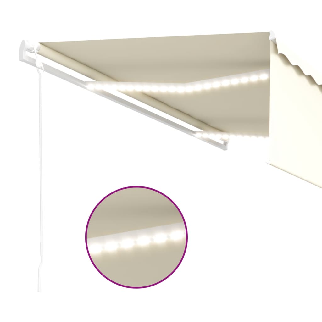 Luifel automatisch met rolgordijn LED windsensor 5x3 m crème – afbeelding 4
