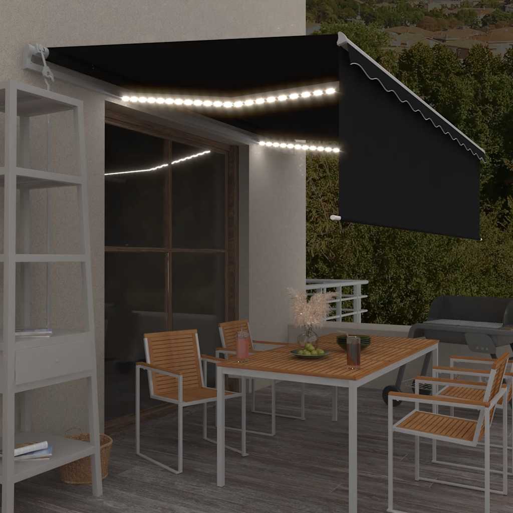 Luifel automatisch rolgordijn LED windsensor 5x3 m antraciet