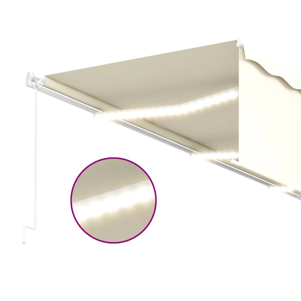 Luifel handmatig uittrekbaar met rolgordijn en LED 6x3 m crème – afbeelding 4