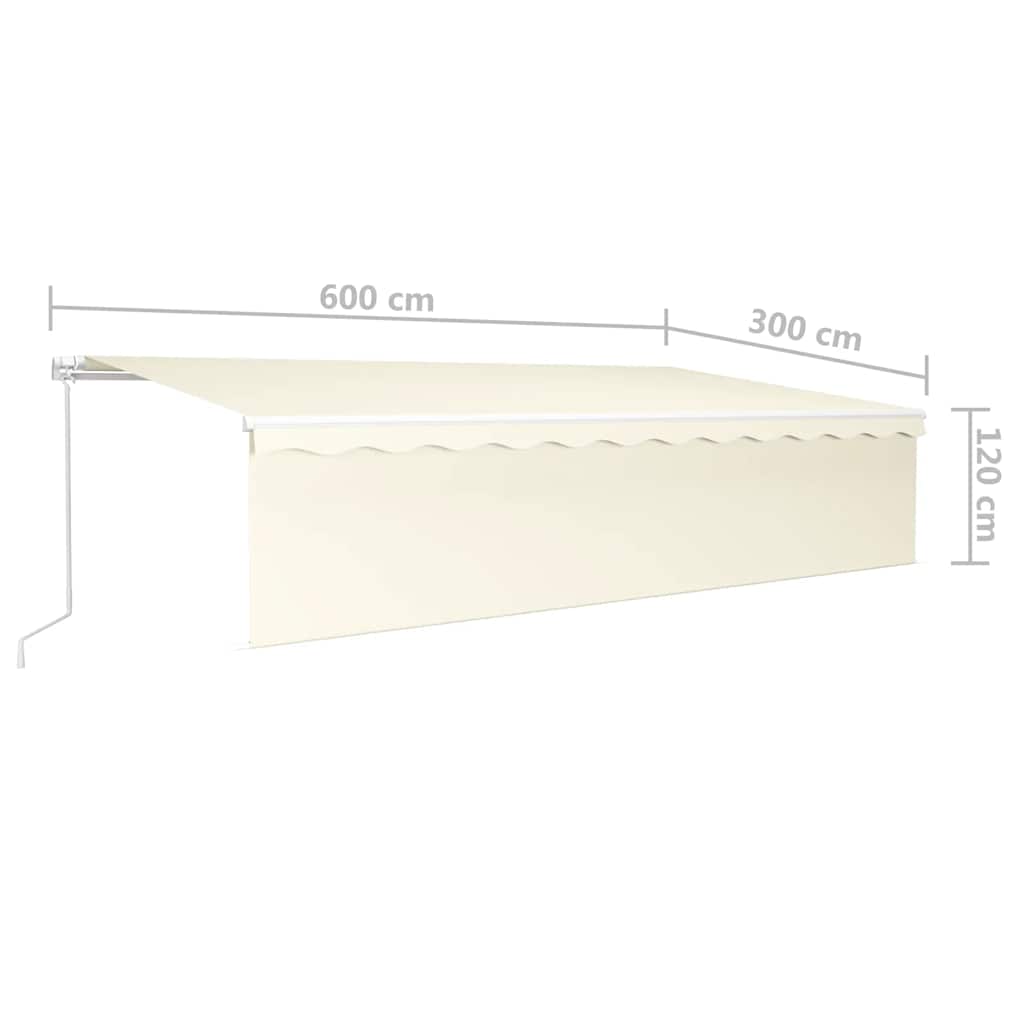 Luifel handmatig uittrekbaar met rolgordijn en LED 6x3 m crème – afbeelding 7