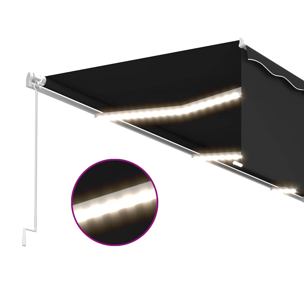 Luifel handmatig uittrekbaar met rolgordijn LED 6x3 m antraciet – afbeelding 4