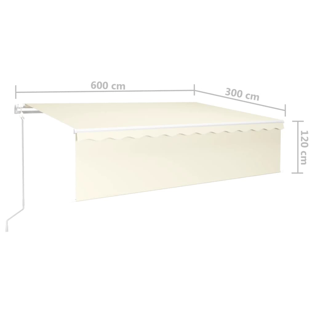 Luifel automatisch met rolgordijn LED windsensor 6x3 m crème – afbeelding 10