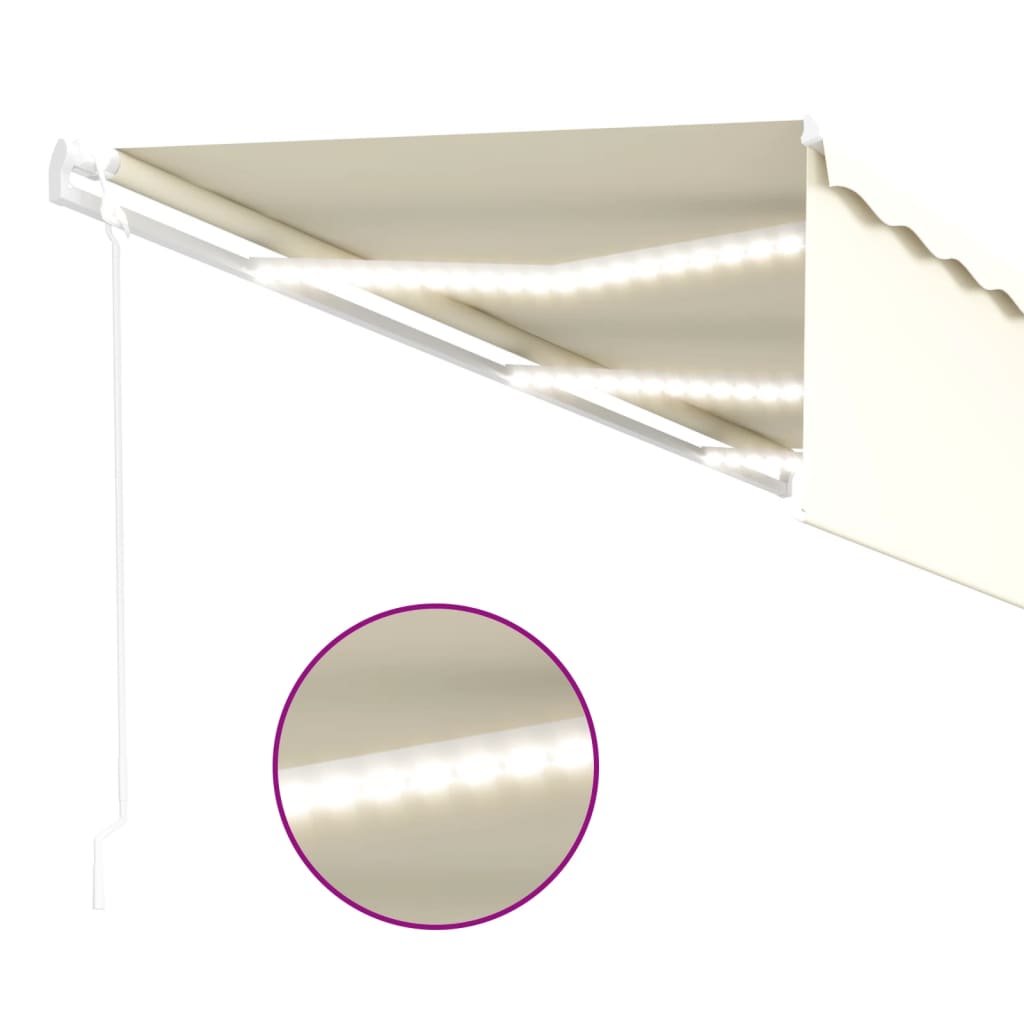 Luifel automatisch met rolgordijn LED windsensor 6x3 m crème – afbeelding 4