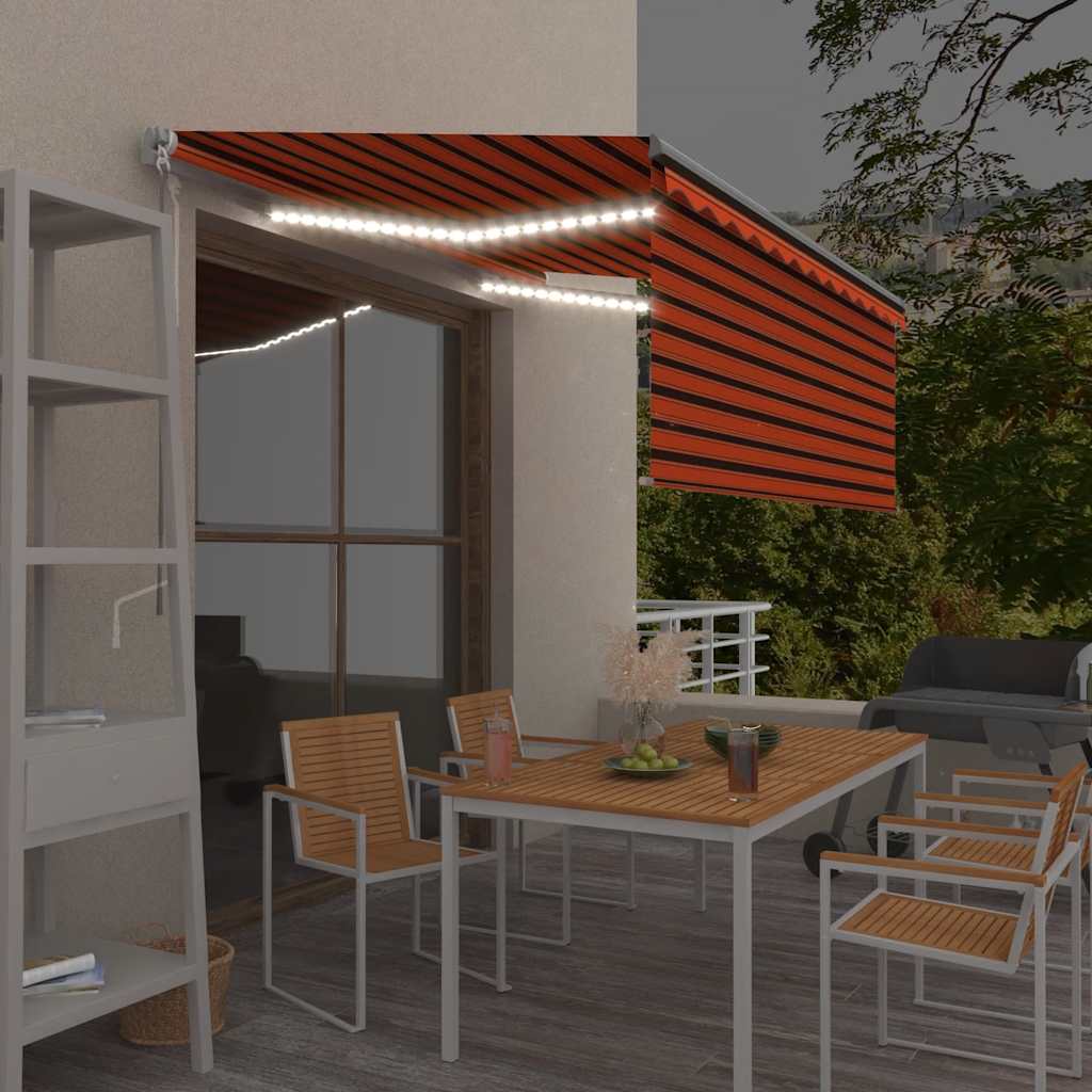 Luifel handmatig uittrekbaar gordijn LED 3x2,5 m oranje bruin