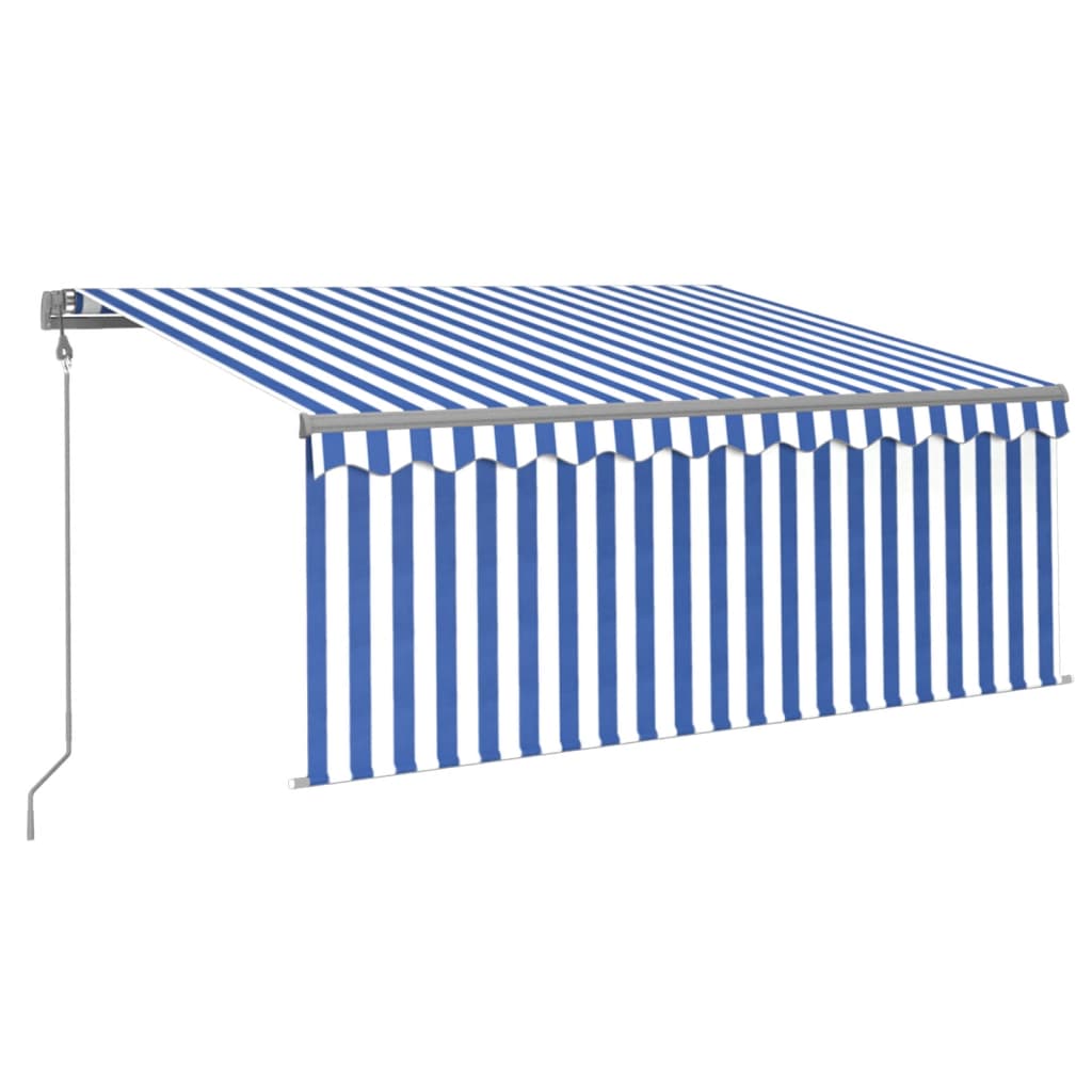 Luifel automatisch uittrekbaar met rolgordijn 3x2,5 m blauw wit – afbeelding 2