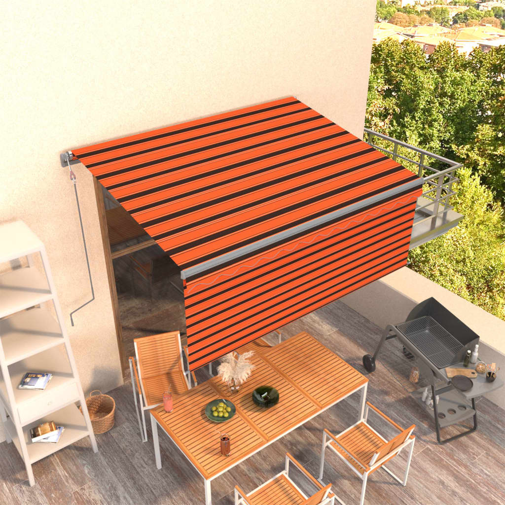 Luifel automatisch uittrekbaar rolgordijn 3x2,5 m oranje bruin