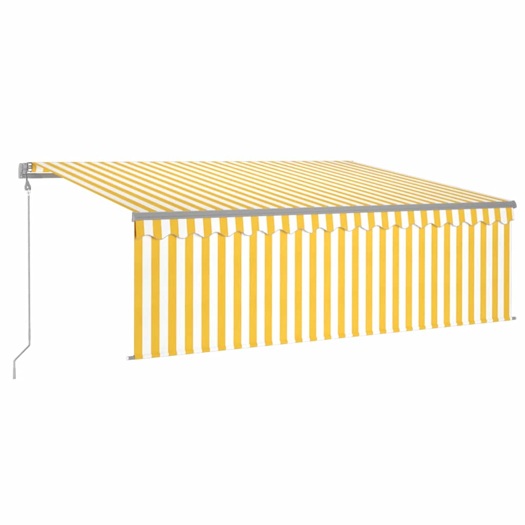 Luifel automatisch rolgordijn LED windsensor 4x3 m geel en wit – afbeelding 2