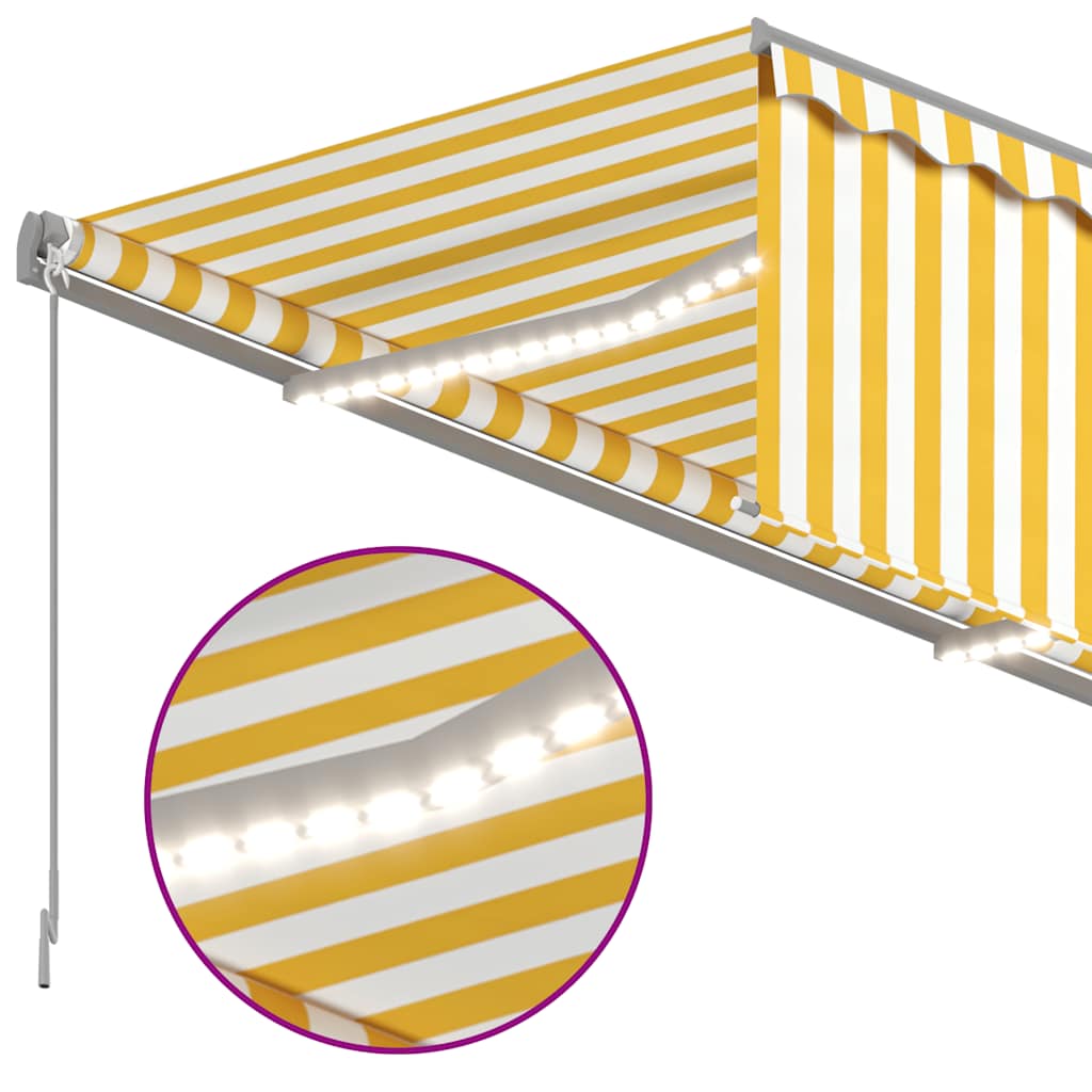 Luifel automatisch rolgordijn LED windsensor 4x3 m geel en wit – afbeelding 4