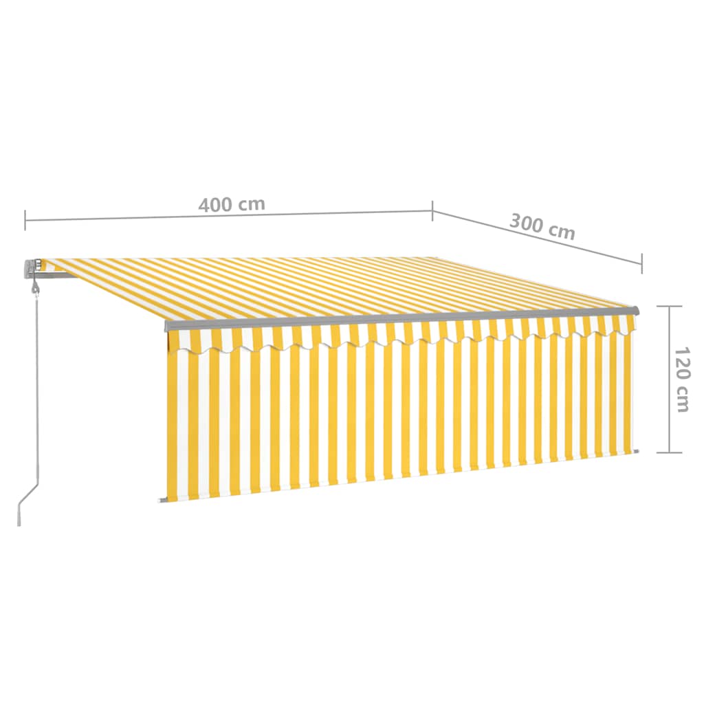 Luifel automatisch rolgordijn LED windsensor 4x3 m geel en wit – afbeelding 9