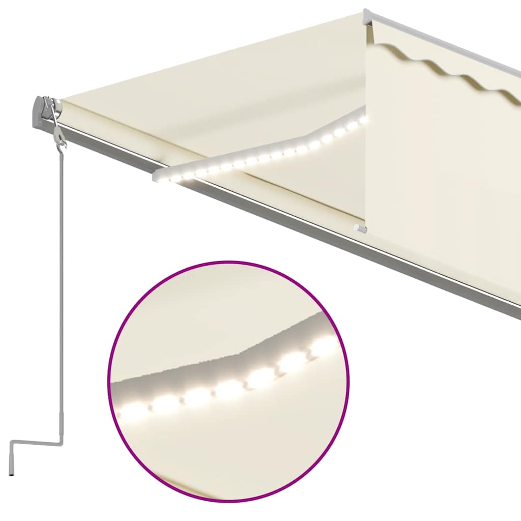 Luifel handmatig uittrekbaar met rolgordijn en LED 6x3 m crème – afbeelding 4