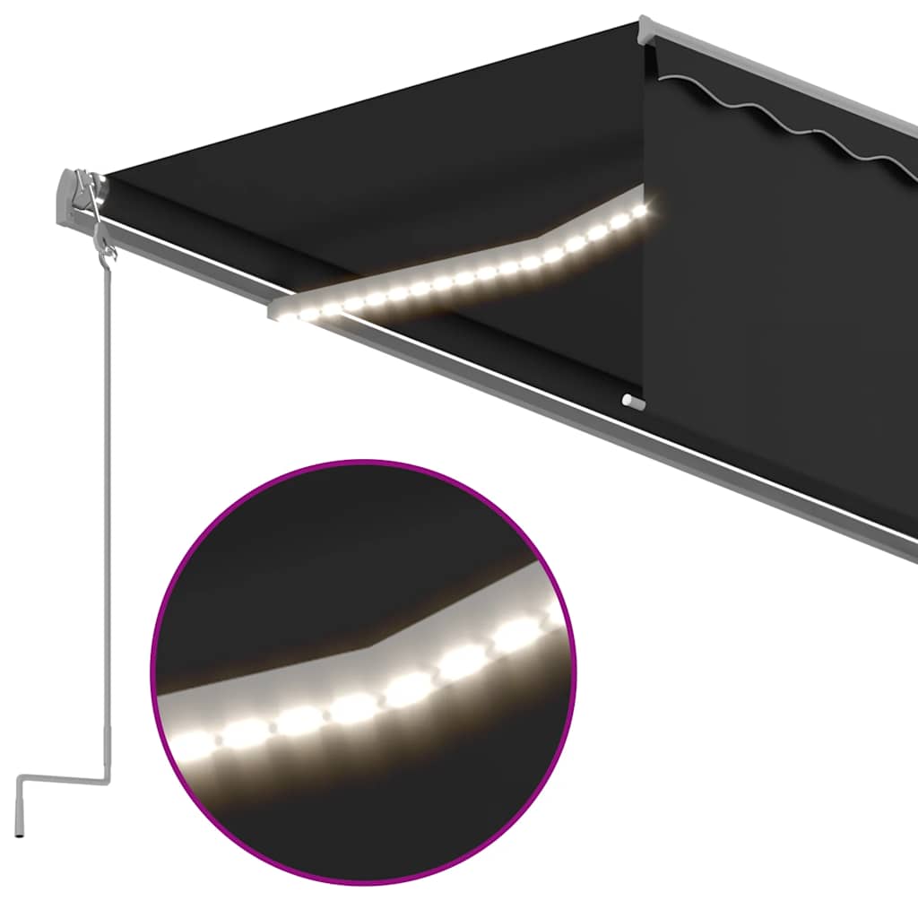 Luifel handmatig uittrekbaar met rolgordijn LED 6x3 m antraciet – afbeelding 4