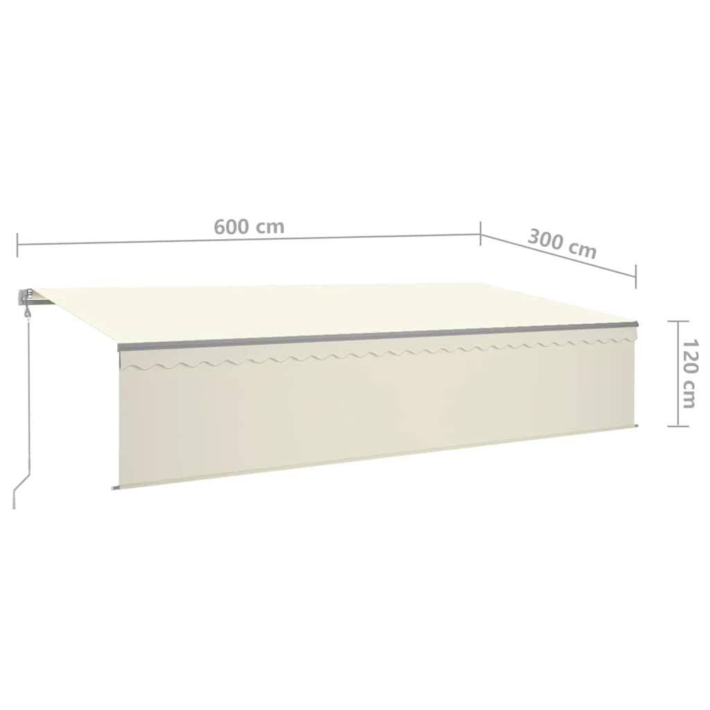 Luifel automatisch met rolgordijn LED windsensor 6x3 m crème – afbeelding 10
