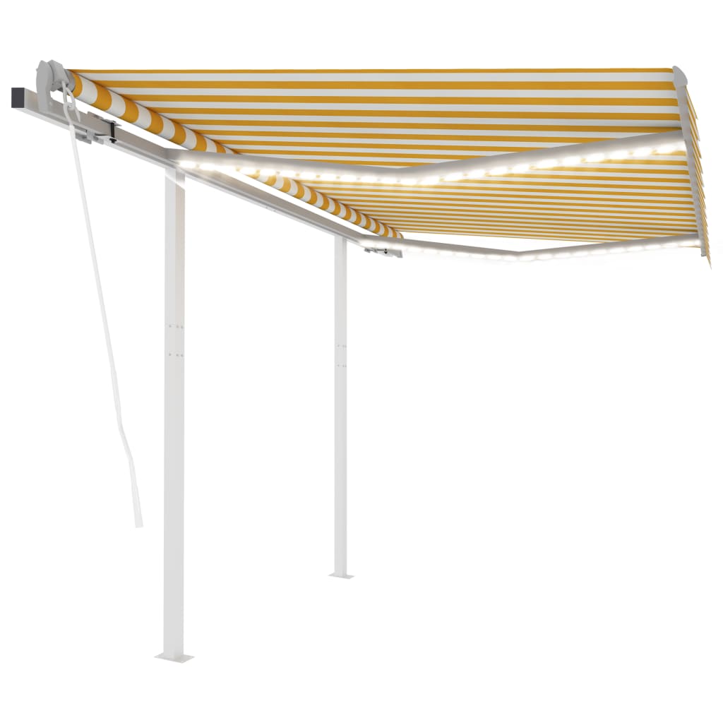 Luifel automatisch met LED en windsensor 3x2,5 m geel en wit – afbeelding 1