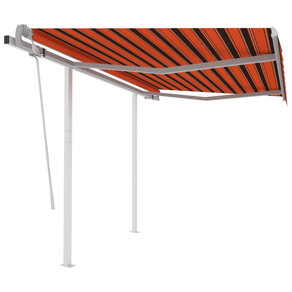 Luifel handmatig uittrekbaar met palen 3,5x2,5 m oranje en bruin
