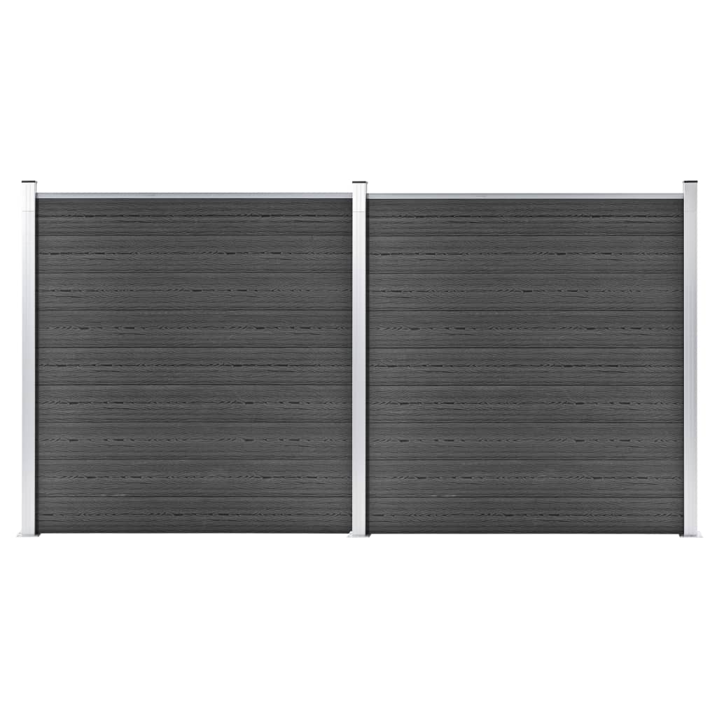Schuttingpanelenset 353x186 cm HKC zwart – afbeelding 1