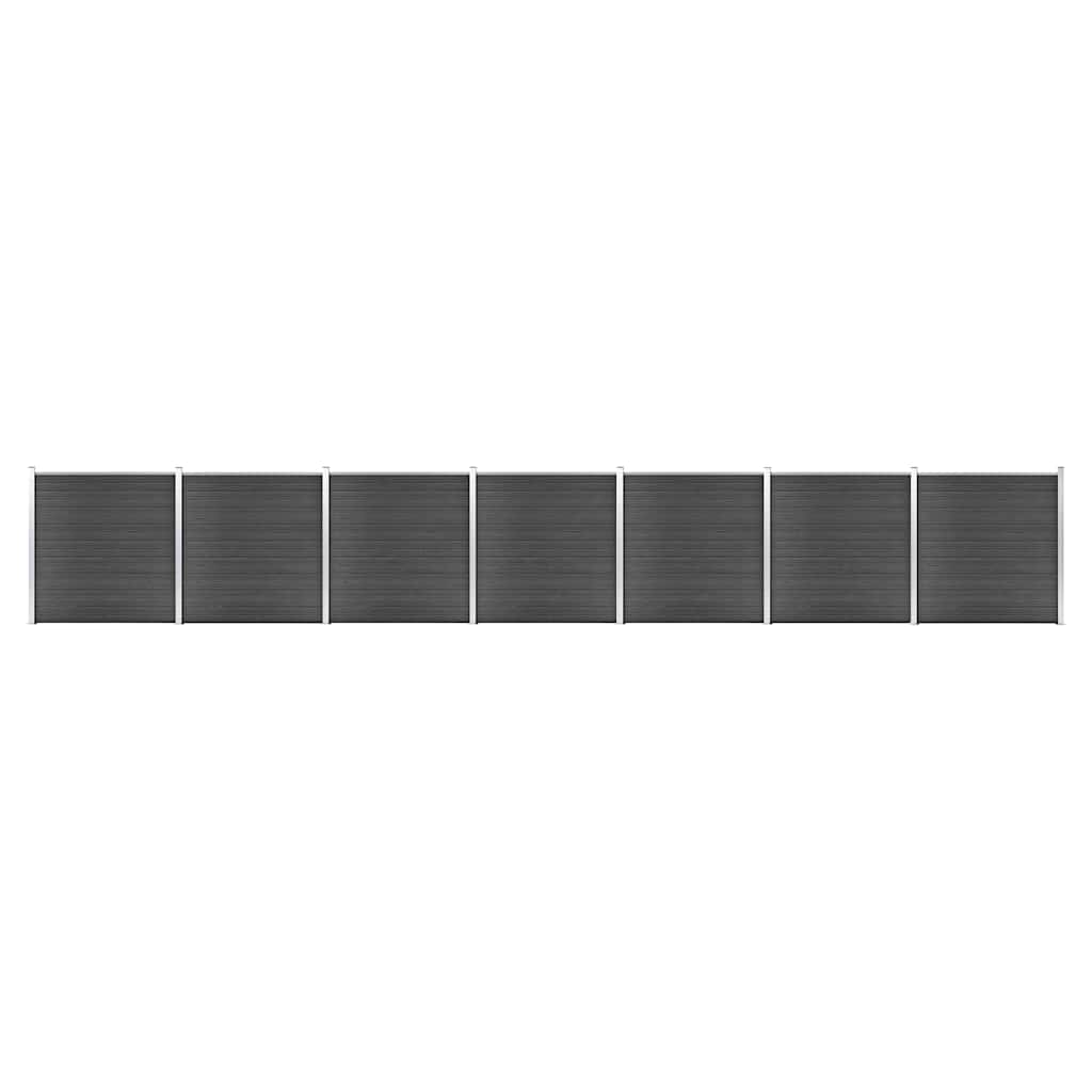 Schuttingpanelenset 1218x186 cm HKC zwart