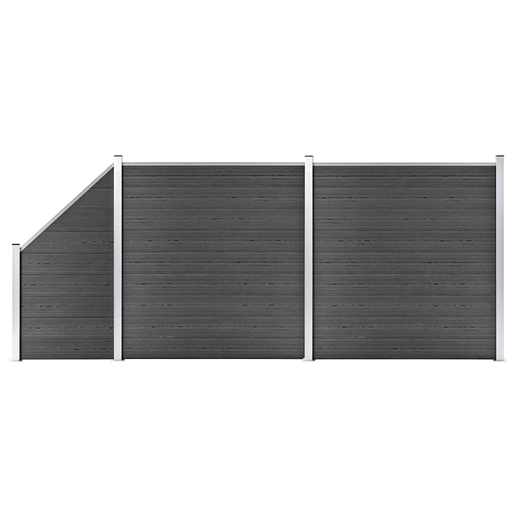 Schuttingpanelenset 446x(105-186) cm HKC zwart