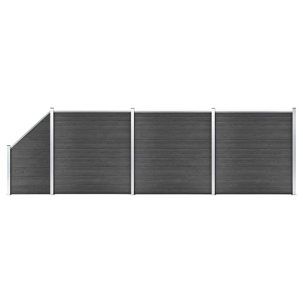 Schuttingpanelenset 619x(105-186) cm HKC zwart