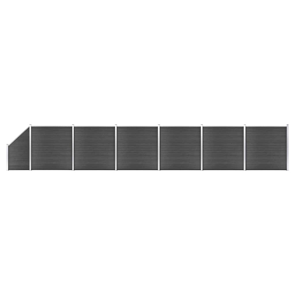 Schuttingpanelenset 1138x(105-186) cm HKC zwart