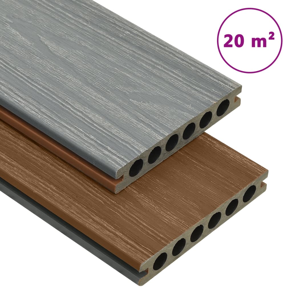 Terrasplanken met accessoires 20 m² 2,2 m HKC bruin en grijs