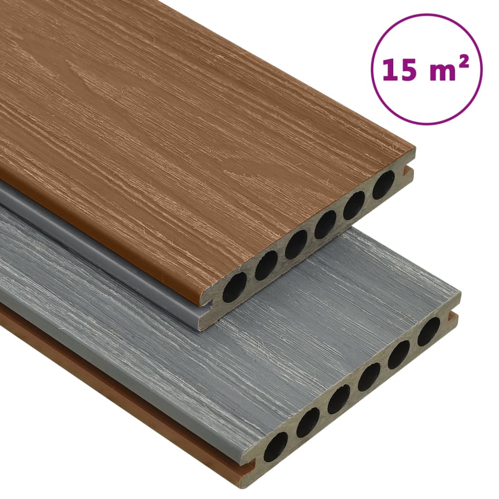 Terrasplanken met accessoires 15 m² 4 m HKC bruin en grijs